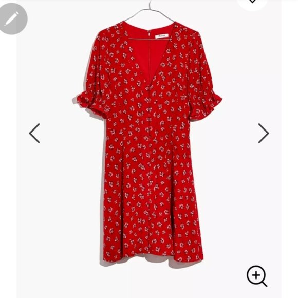 Madewell Silk Ruffle Sleeve Floral Dress - Picture 3 of 5